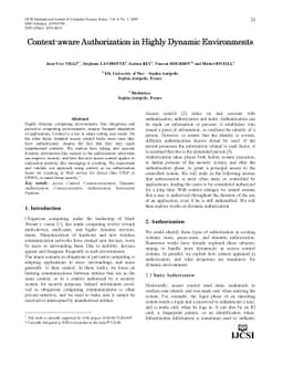 Context-aware Authorization in Highly Dynamic Environments