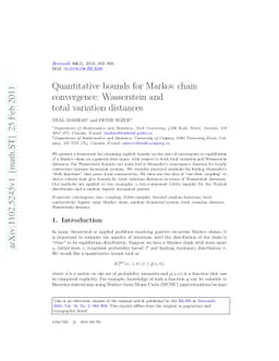 Quantitative bounds for Markov chain convergence: Wasserstein and total
  variation distances