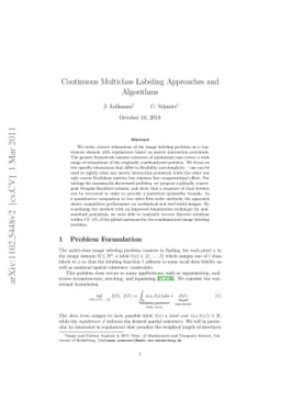 Continuous Multiclass Labeling Approaches and Algorithms