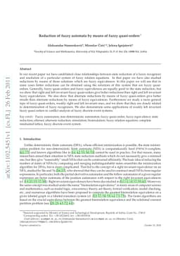 Reduction of fuzzy automata by means of fuzzy quasi-orders