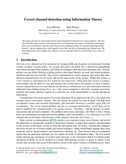 Covert channel detection using Information Theory