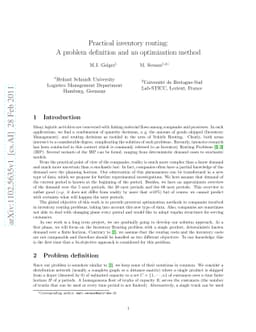 Practical inventory routing: A problem definition and an optimization
  method