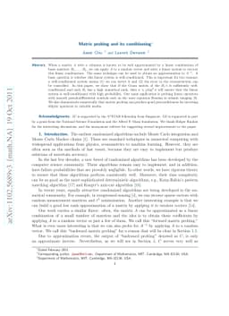 Matrix probing and its conditioning