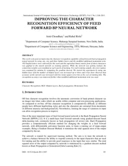 Improving the character recognition efficiency of feed forward BP neural
  network