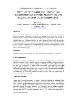 Cost effective approach on feature selection using genetic algorithms
  and fuzzy logic for diabetes diagnosis