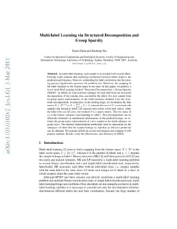 Multi-label Learning via Structured Decomposition and Group Sparsity