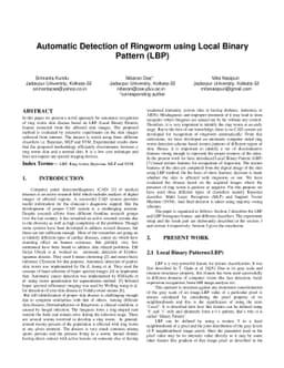 Automatic Detection of Ringworm using Local Binary Pattern (LBP)