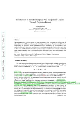 Goodness-of-fit Tests For Elliptical And Independent Copulas Through
  Projection Pursuit