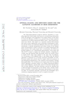 Optimal scaling and diffusion limits for the Langevin algorithm in high
  dimensions