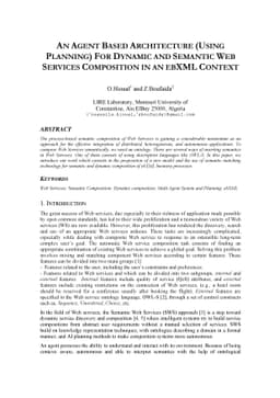 An Agent Based Architecture (Using Planning) for Dynamic and Semantic
  Web Services Composition in an EBXML Context