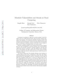 Scheduler Vulnerabilities and Attacks in Cloud Computing