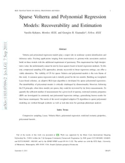 Sparse Volterra and Polynomial Regression Models: Recoverability and
  Estimation