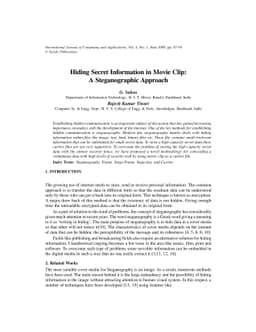 Hiding Secret Information in Movie Clip: A Steganographic Approach