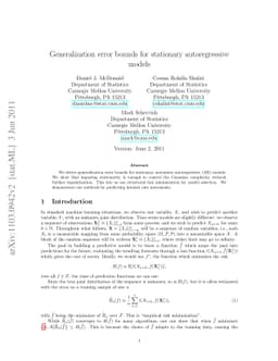 Generalization error bounds for stationary autoregressive models