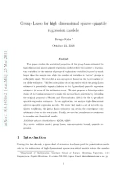 Group Lasso for high dimensional sparse quantile regression models
