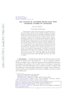 GEE analysis of clustered binary data with diverging number of
  covariates