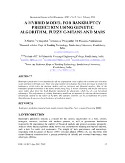 A hybrid model for bankruptcy prediction using genetic algorithm, fuzzy
  c-means and mars
