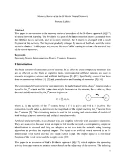 Memory Retrieval in the B-Matrix Neural Network