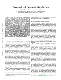 Decentralized Constraint Satisfaction