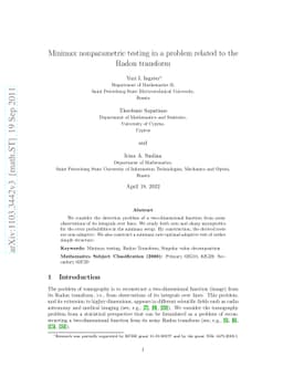 Minimax nonparametric testing in a problem related to the Radon
  transform