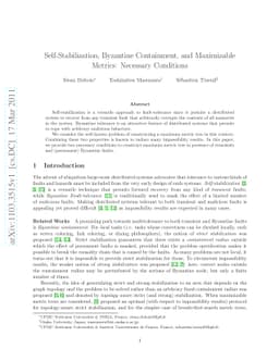 Self-Stabilization, Byzantine Containment, and Maximizable Metrics:
  Necessary Conditions