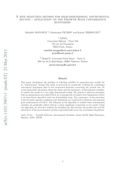 A new selection method for high-dimensionial instrumental setting:
  application to the Growth Rate convergence hypothesis