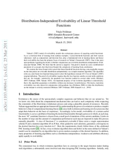 Distribution-Independent Evolvability of Linear Threshold Functions