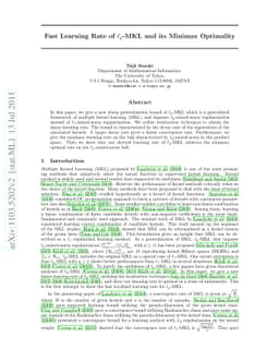 Fast Learning Rate of lp-MKL and its Minimax Optimality
