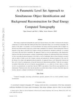 A Parametric Level Set Approach to Simultaneous Object Identification
  and Background Reconstruction for Dual Energy Computed Tomography