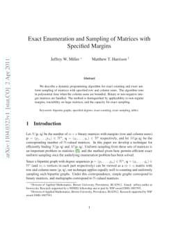 Exact Enumeration and Sampling of Matrices with Specified Margins