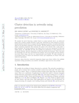 Cluster detection in networks using percolation