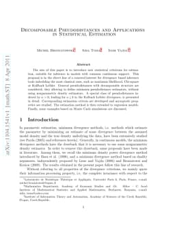 Decomposable Pseudodistances and Applications in Statistical Estimation