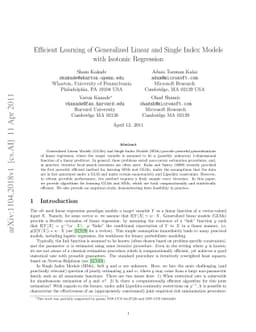 Efficient Learning of Generalized Linear and Single Index Models with
  Isotonic Regression