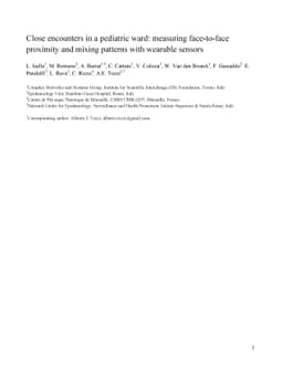 Close encounters in a pediatric ward: measuring face-to-face proximity
  and mixing patterns with wearable sensors
