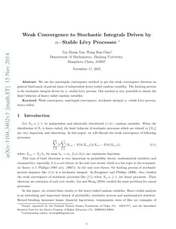 Weak Convergence to Stochastic Integrals Driven by $α-$Stable
  Lévy Processes
