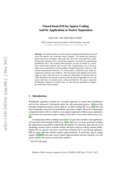 Closed-form EM for Sparse Coding and its Application to Source
  Separation