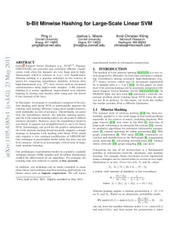 b-Bit Minwise Hashing for Large-Scale Linear SVM