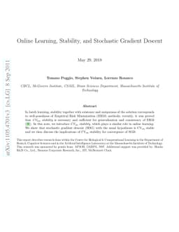 Online Learning, Stability, and Stochastic Gradient Descent