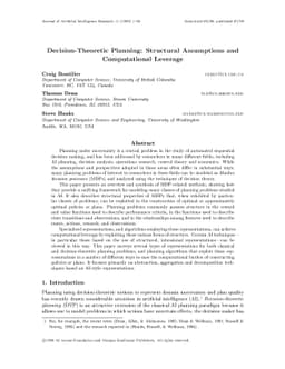 Decision-Theoretic Planning: Structural Assumptions and Computational
  Leverage