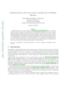 Variable selection with error control: Another look at Stability
  Selection
