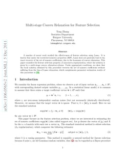 Multi-stage Convex Relaxation for Feature Selection