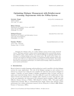 Optimizing Dialogue Management with Reinforcement Learning: Experiments
  with the NJFun System