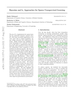 Bayesian and L1 Approaches to Sparse Unsupervised Learning