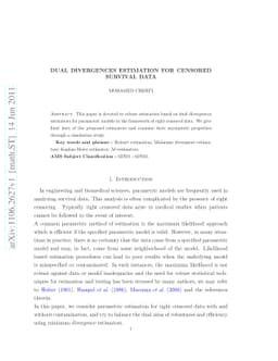 Dual divergences estimation for censored survival data