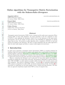 Online algorithms for Nonnegative Matrix Factorization with the
  Itakura-Saito divergence