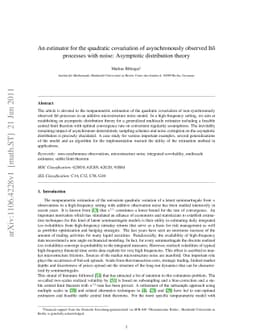An estimator for the quadratic covariation of asynchronously observed
  Itô processes with noise: Asymptotic distribution theory