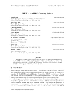 SHOP2: An HTN Planning System