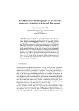 Hybrid complex network topologies are preferred for
  component-subscription in large-scale data-centres