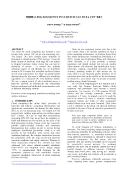 Modelling Resilience in Cloud-Scale Data Centres