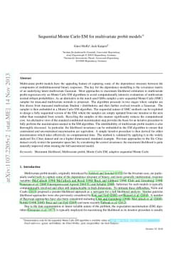 Sequential Monte Carlo EM for multivariate probit models
